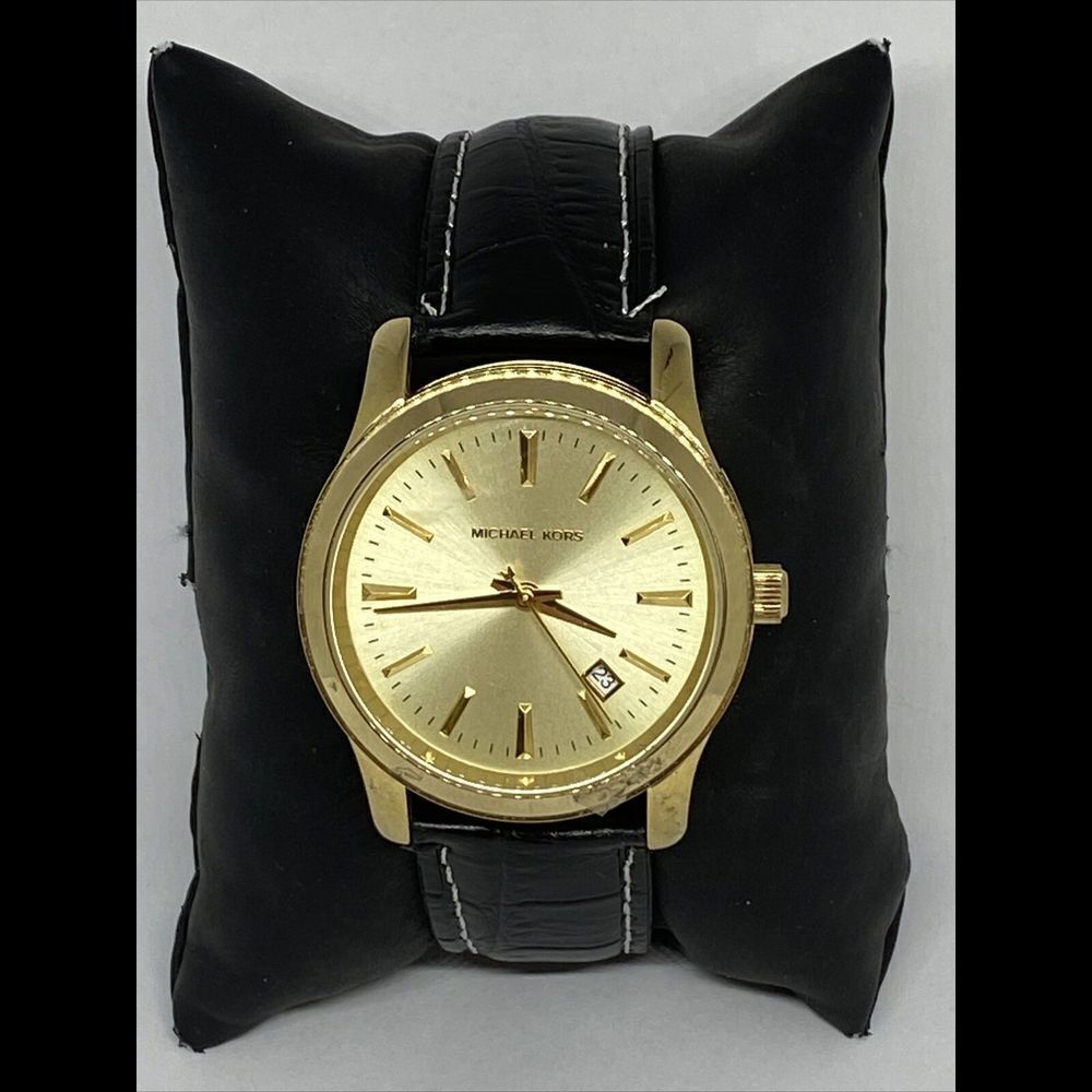 Michael Kors Jet Set MK5160 Women's Black Leather Analog Dial Quartz Watch XR220